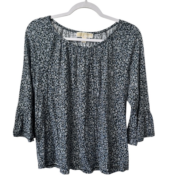 229. Michael Kors Floral Bell Sleeve Top - Picture 3 of 6